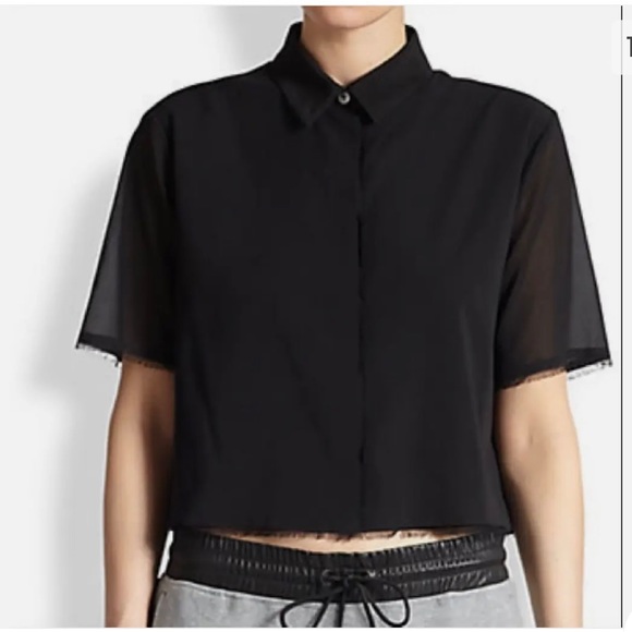 T by Alexander Wang Tops - Stretch silk cropped shirt by T by Alexander Wang